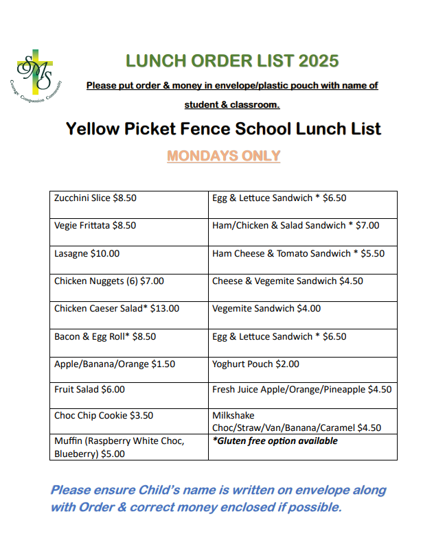 YPF Lunch Order 2025